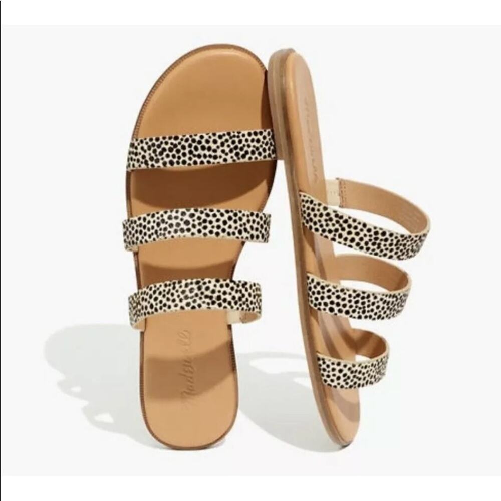Madewell Llana slide sandal spotted calf hair flat size 7